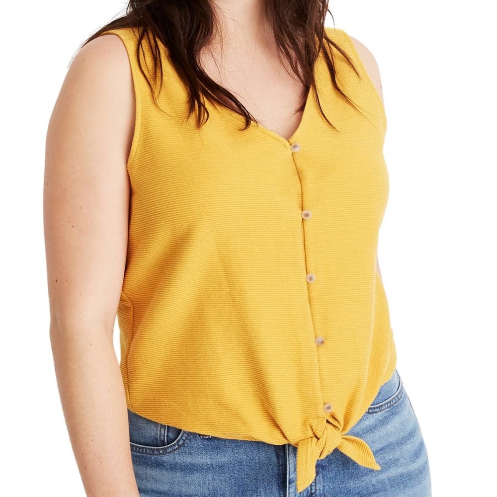 Madewell Texture & Thread Button Front Tie Tank - image 2